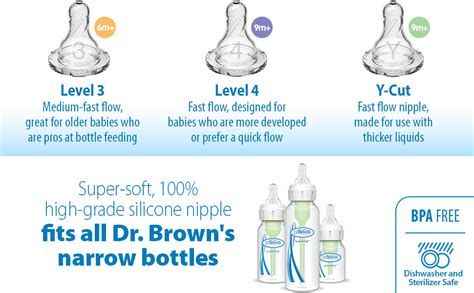 dr brown number 2 nipple|Dr Brown Level 2 Natural Flow Silicone Nipples